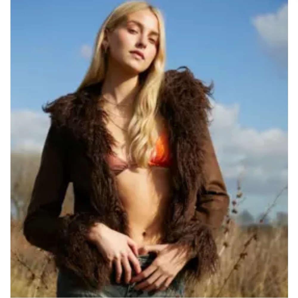 Urban Outfitters Y2K Faux Fur Trim Jacket
